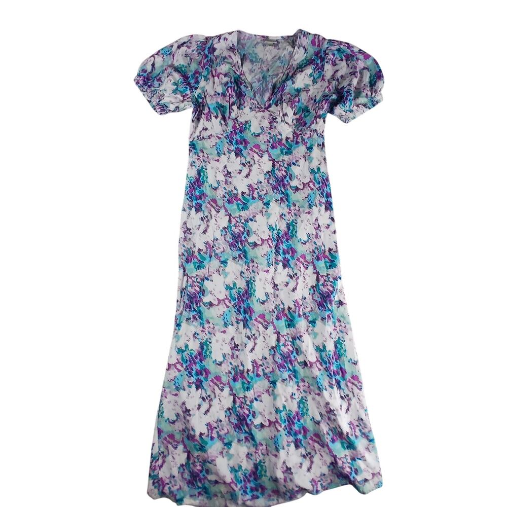A New Day Dress Women Medium Multicolor Short Sleeve Floral Sundress V-Neck NWOT